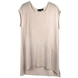 Chicos Travelers Womens Top Size 1 US M Pink Asymmetrical Tunic Sleeveless